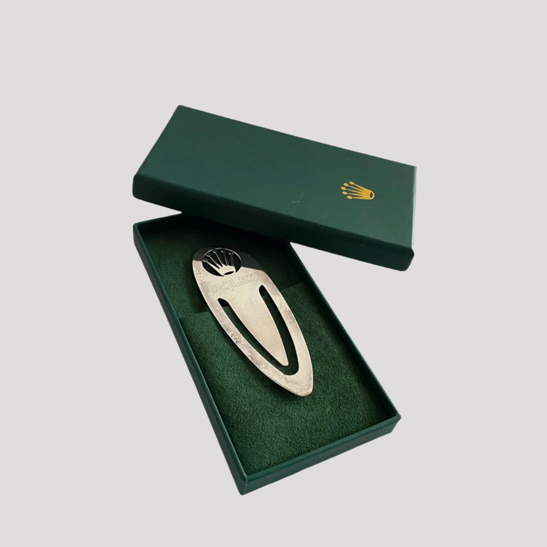 Rolex Pince à billet / marque page/ note clip / bookmark in silver Rare in its Rolex box