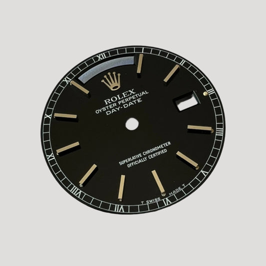 Rolex Day-Date Rare T SWISS T BEYELER  Oyster Perpetual Day-date Black Dial Cadran Zifferblatt