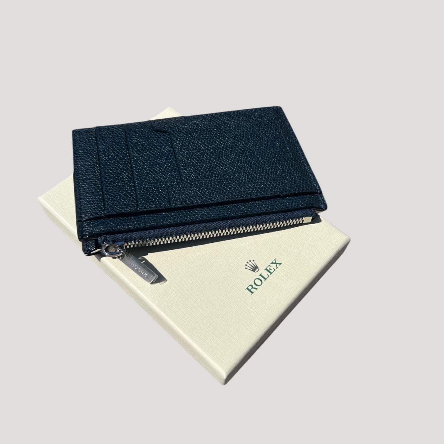 Rolex dark blue leather wallet