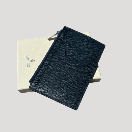 Rolex dark blue leather wallet in its Rolex cover box