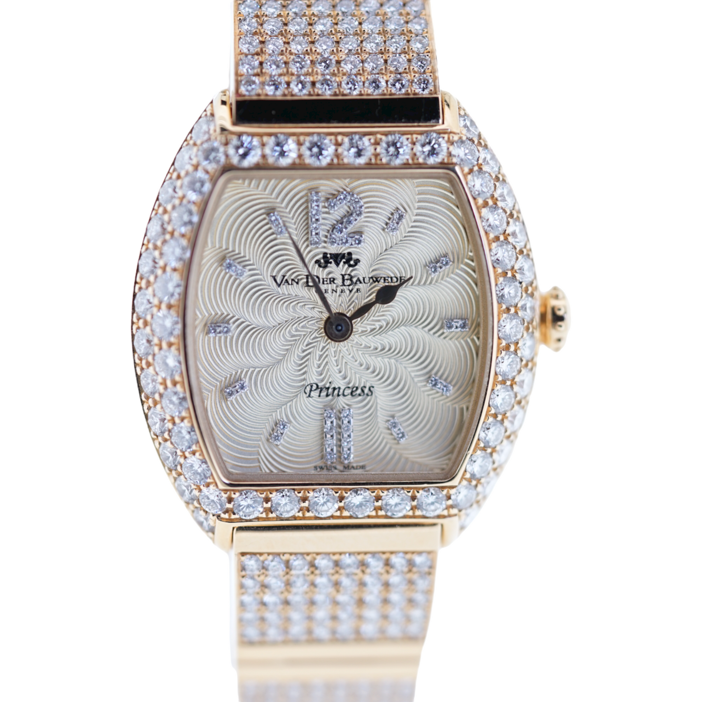 Van Der Bauwede Genève 'Princess' 18k Gold full diamonds paved jewel watch ca 1200 diamonds Unique Piece NEW