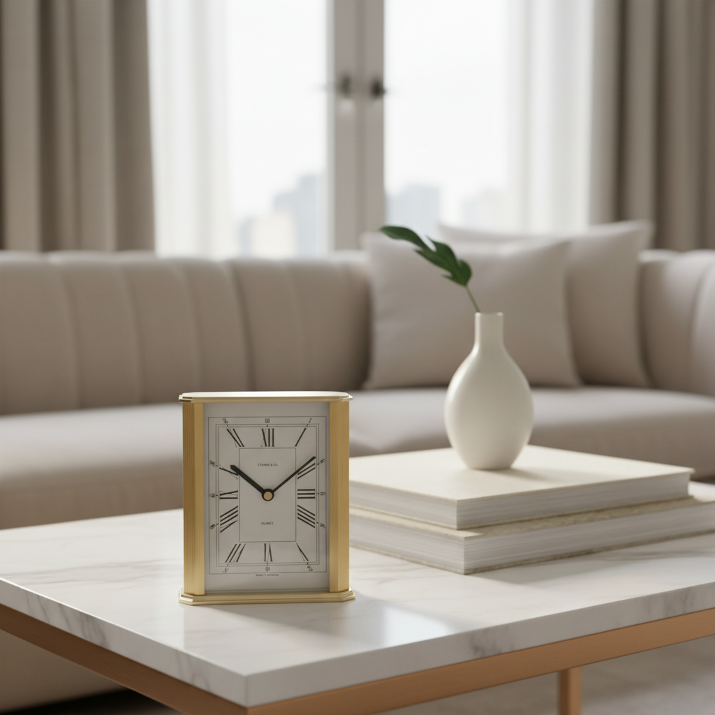 Tiffany & Co Brass Desk / Table Clock/ Horloge