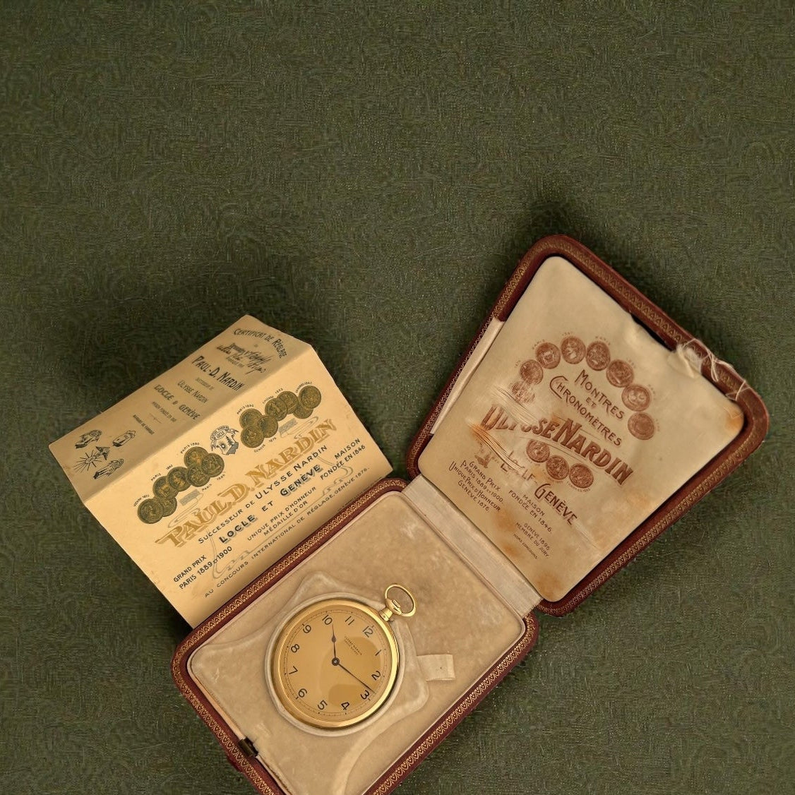 Ulysse Nardin 18k Gold Pocket Watch with its original Box & Certificate