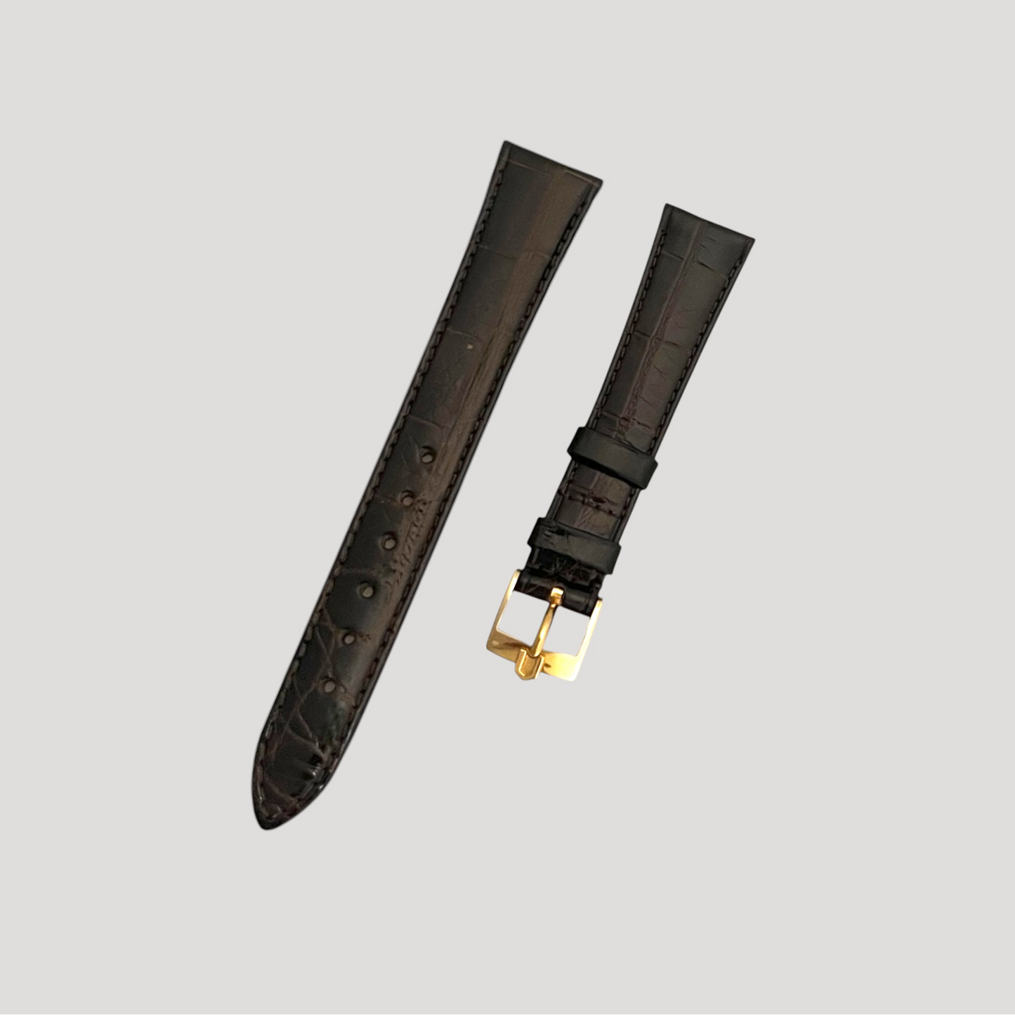 Universal Genève New Brown Croco Leather Bracelet/Band/Strap 18 mm with gold plated buckle