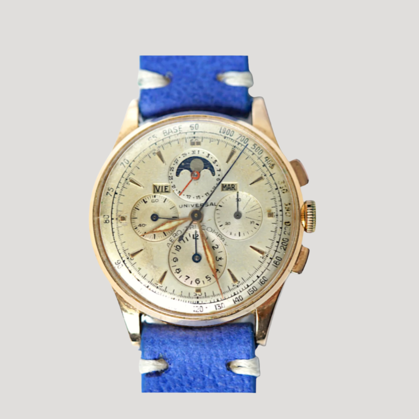 Universal Genève Compax 18k Rose Gold Tricompax Chronograph Moonphase Calendar 12266