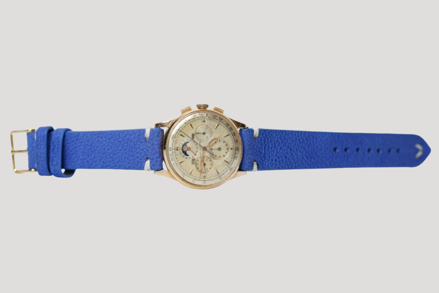 Universal Genève Compax 18k Rose Gold Tricompax Chronograph Moonphase Calendar 12266