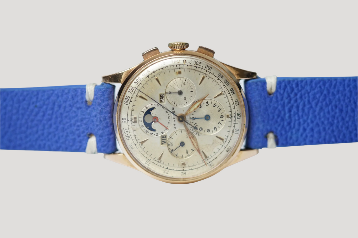 Universal Genève Compax 18k Rose Gold Tricompax Chronograph Moonphase Calendar 12266