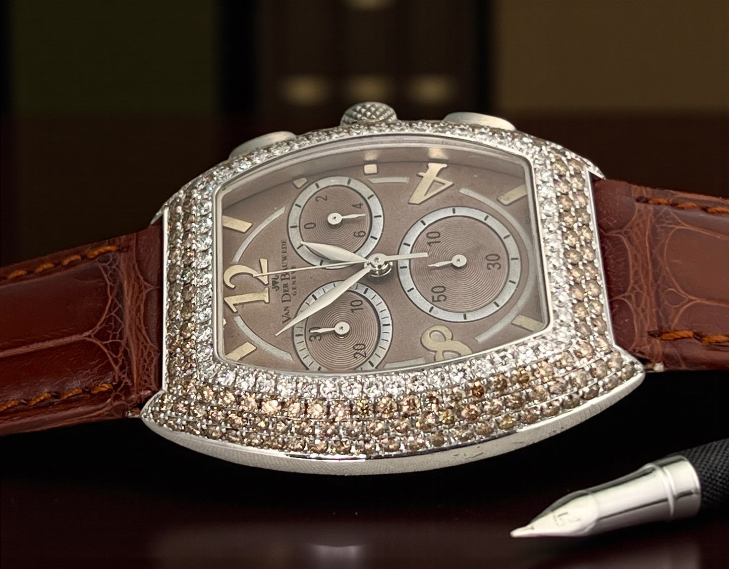 Van Der Bauwede Genève silver full diamonds Discontinued New Full Set