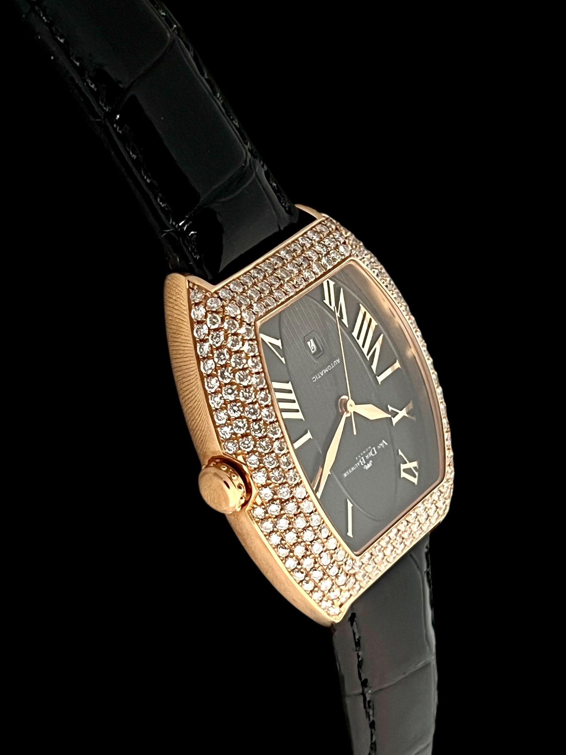 Van der Bauwede 18K Rose Gold automatic paved with diamonds NEW
