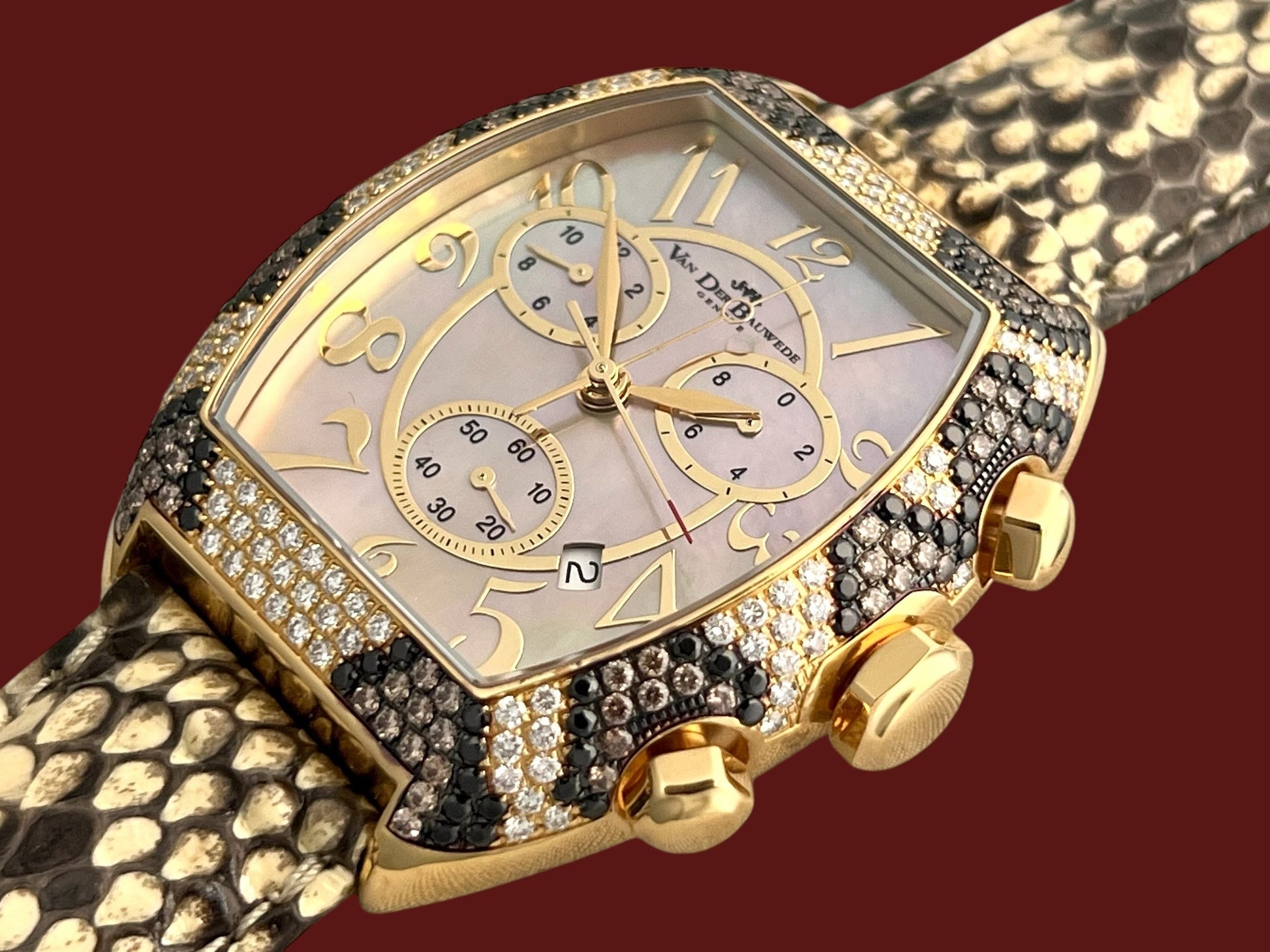 Van der Bauwede Magnum Chronograph Saphirs & White and Black Diamonds NEW