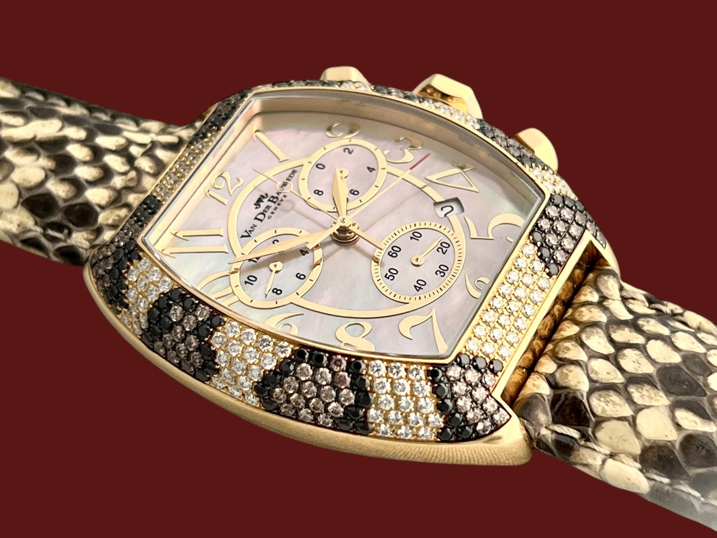 Van der Bauwede Magnum Chronograph Saphirs & White and Black Diamonds NEW