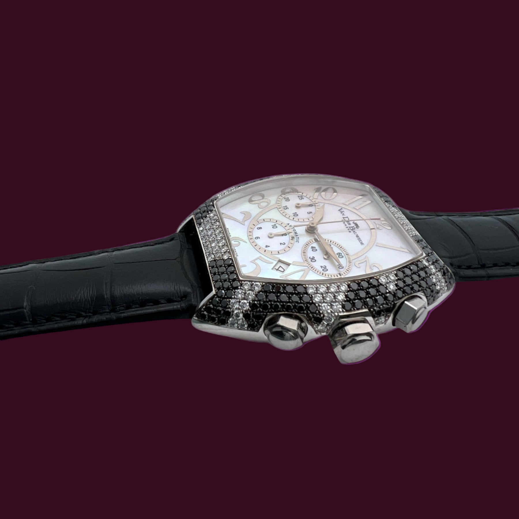 Van der Bauwede Victoria Magnum 'Python' White Gold set with White and Black Diamonds NEW