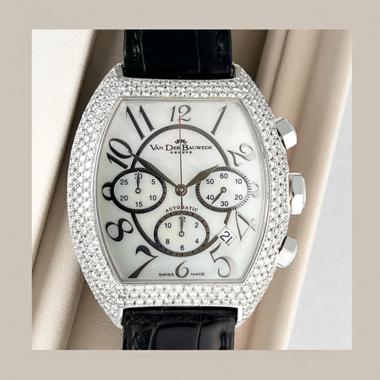 Van der Bauwede Victoria Magnum White Gold set with 500 White Diamonds NEW Full Set