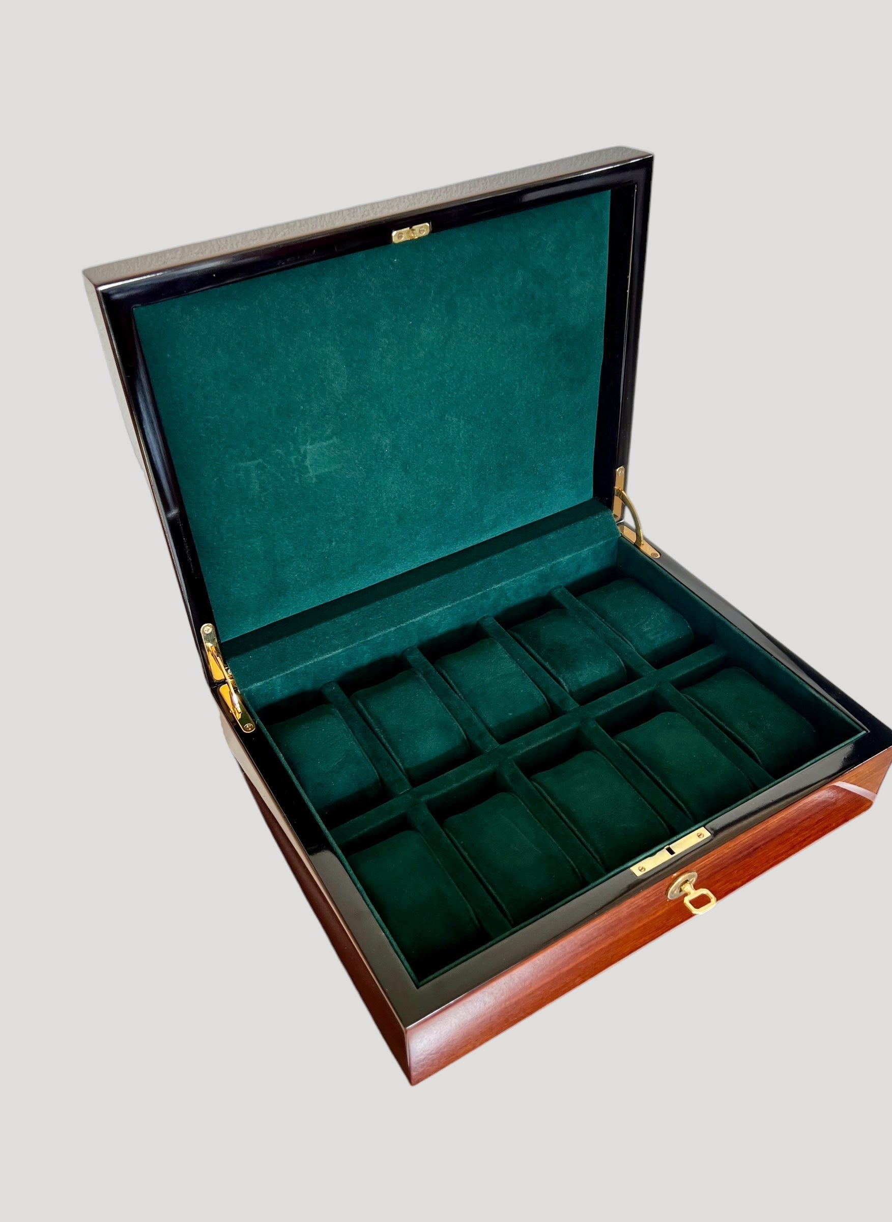 Woden Large Box/ Boite / Schachtel / Scatola for 10 watches with key