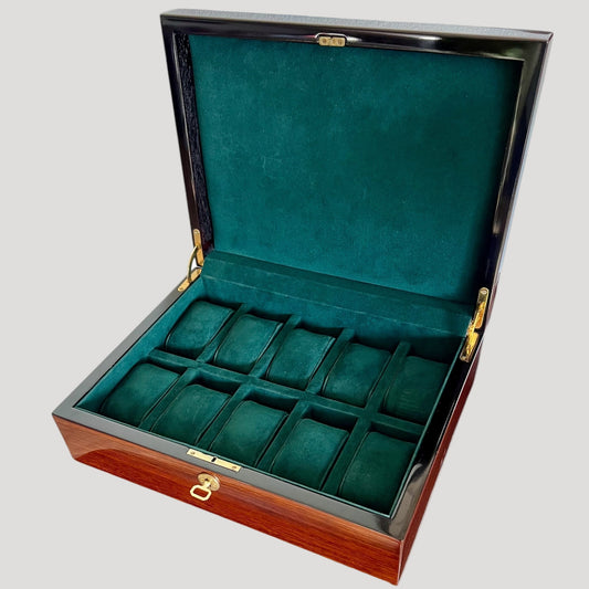 Woden Large Box/ Boite / Schachtel / Scatola for 10 watches with key