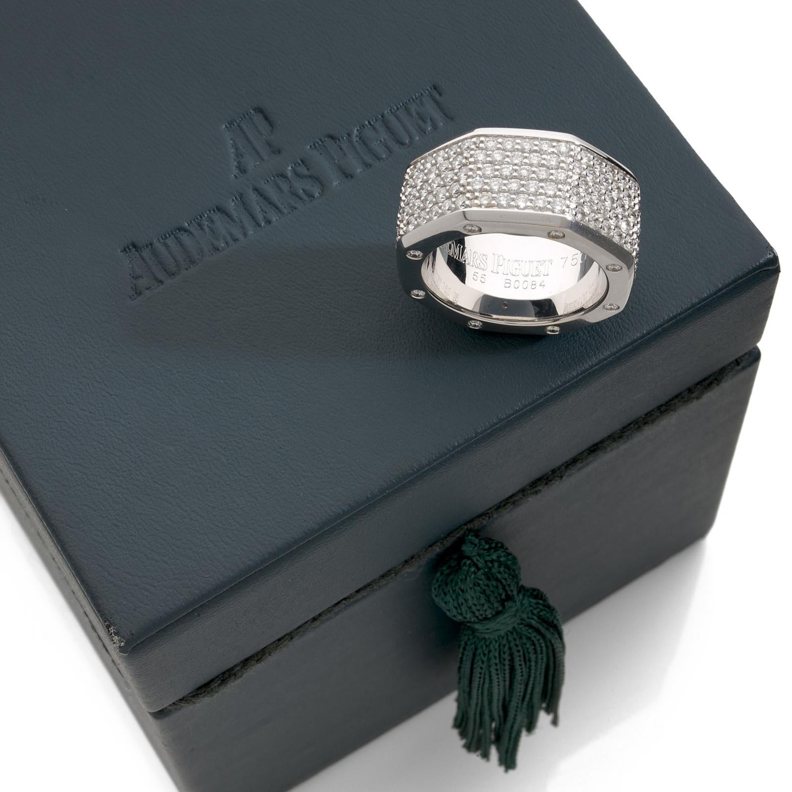 audemars white gold ring paved with diamonds rare