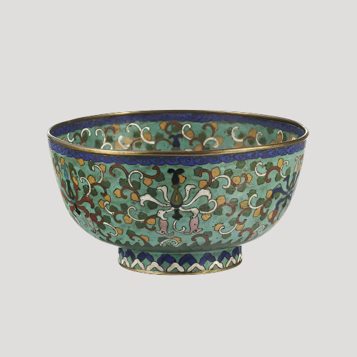 Marvelous ancient cloisonne phoenix bowl, China, Qing dynasty