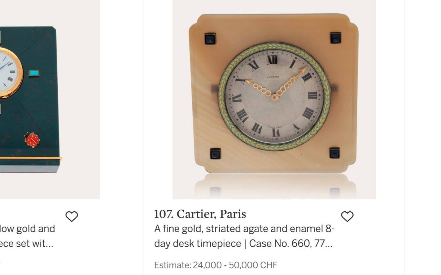 Cartier Art Déco agate and silver table clock / horloge/ tischuhr set with diamonds, 1920'