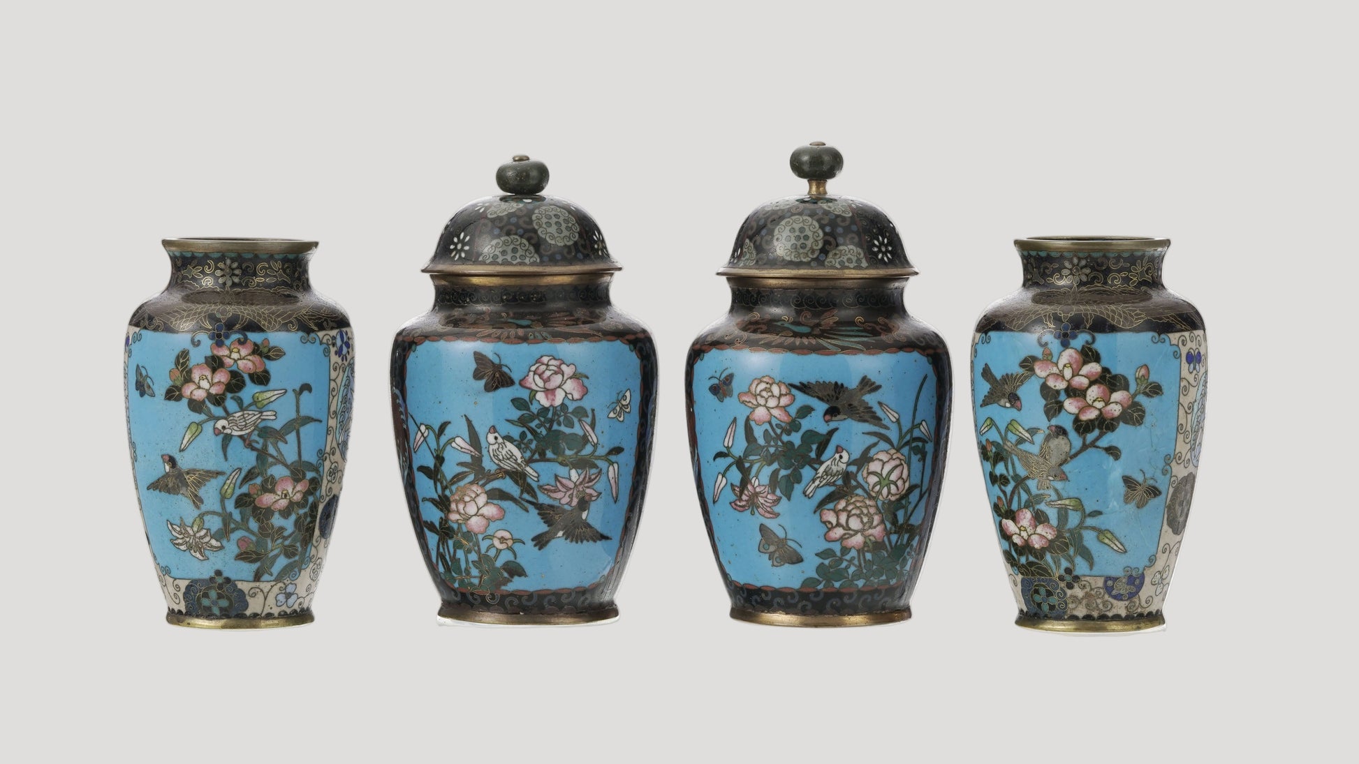 collection-vases-dont-avec-couvercle-emaux-cloisonnes-japon-xxe  japan fine art 24time enamel
