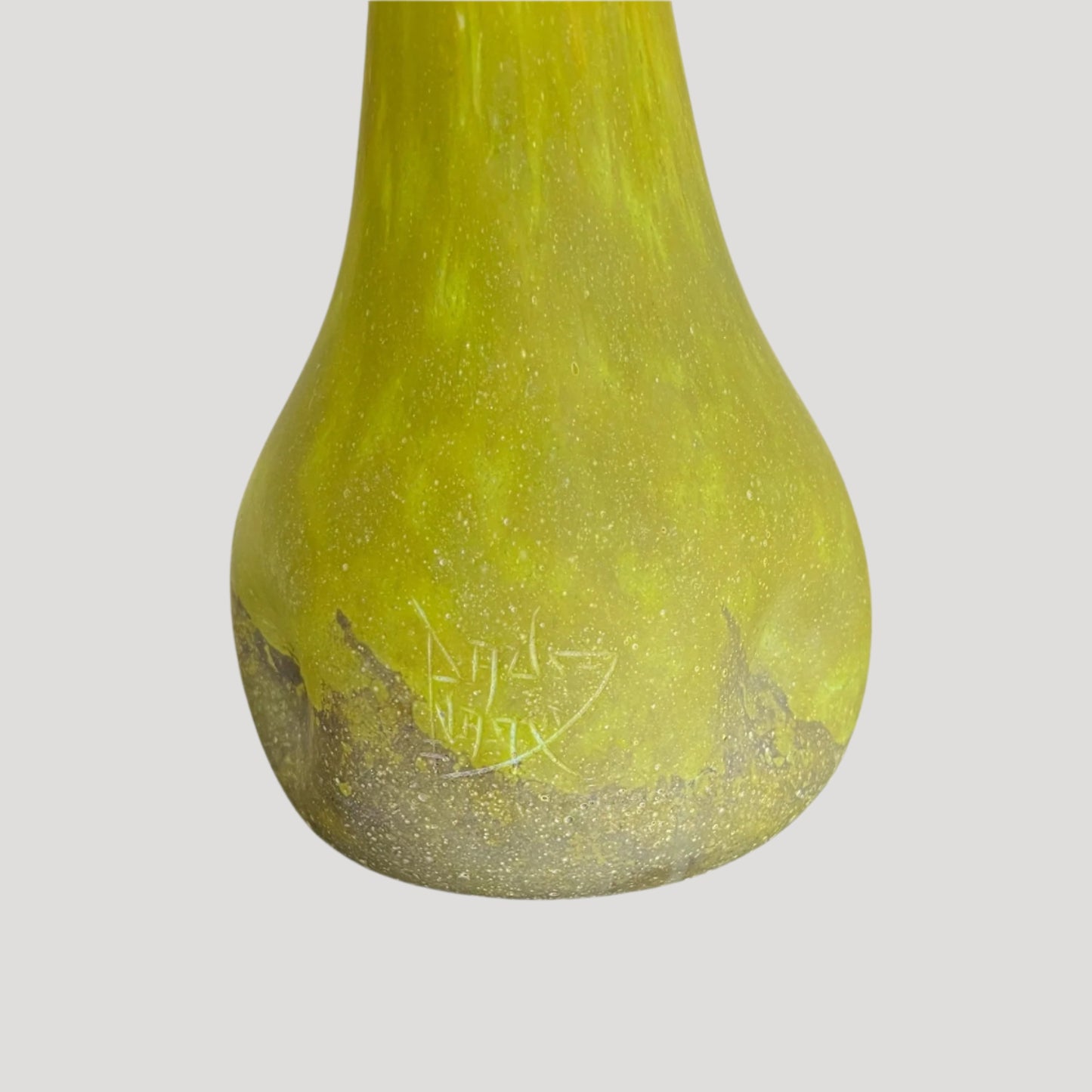 Daum Nancy important long neck glass 70 cm Vase Rare 1900'