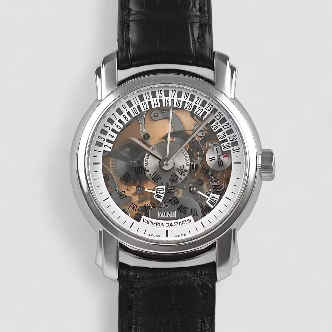 Vacheron Constantin Malte 31 Day Retrograde Perpetual Calendar Platinum Squelette 47032/000P-9206. New Full Set
