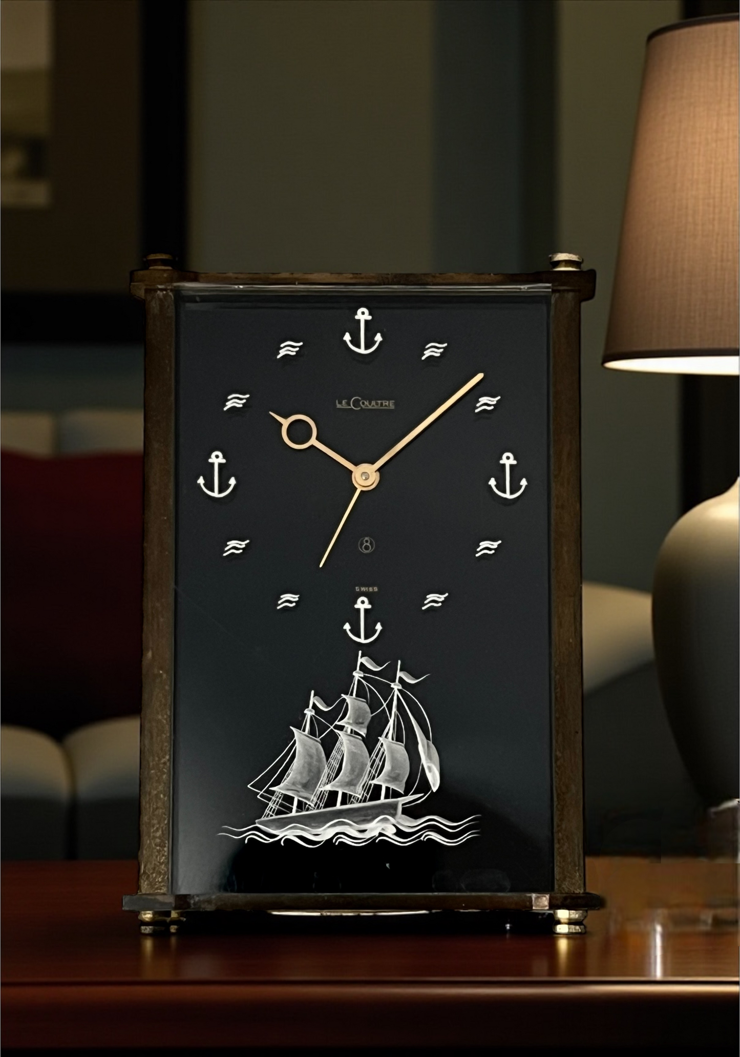 fine Jaeger- LeCoultre "Sailor" Musical Table Clock with Chime from the "Traviata", 1970s