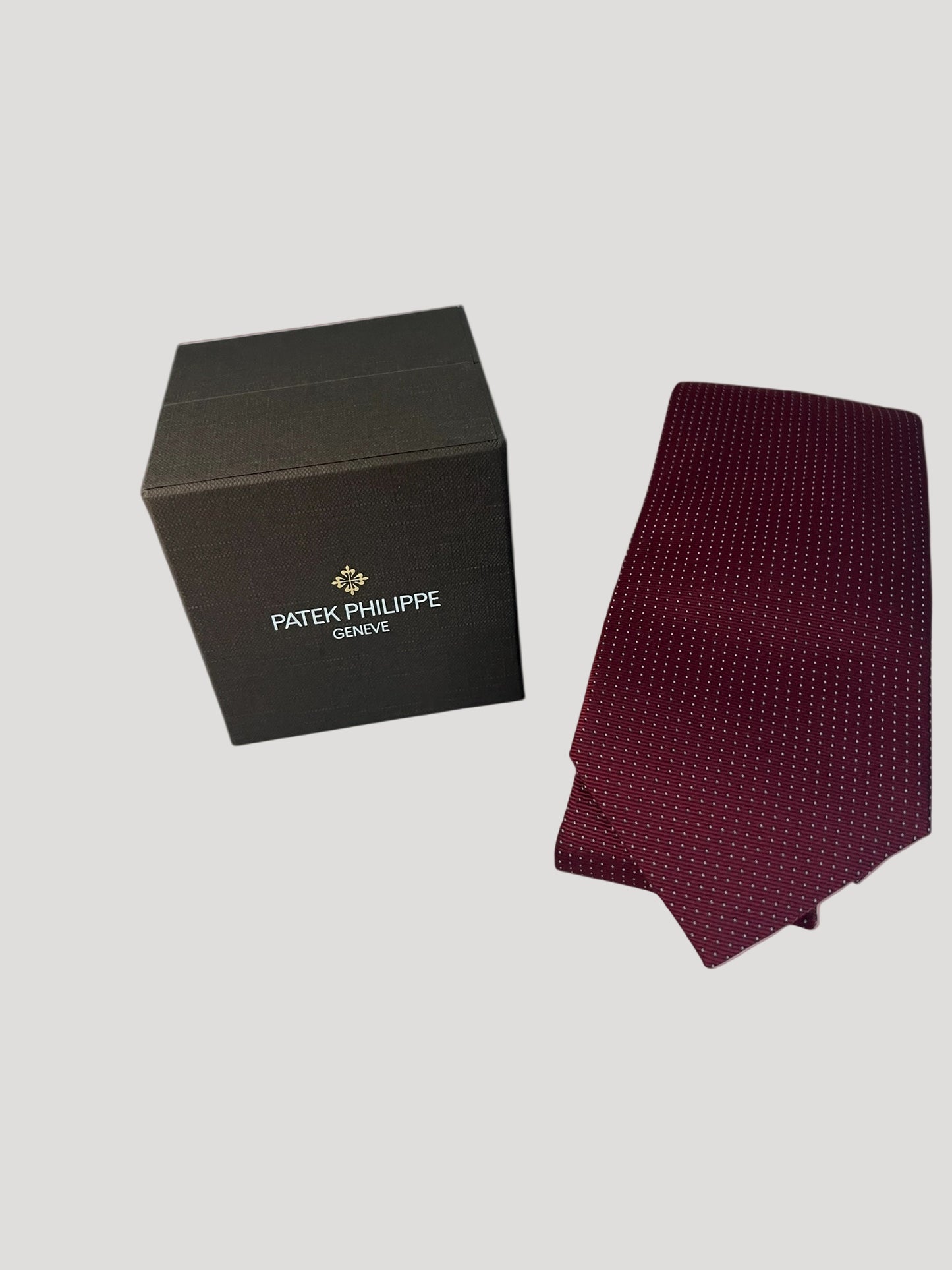 fine Patek Philippe Tie in Bordeaux Silk, in its Patek box