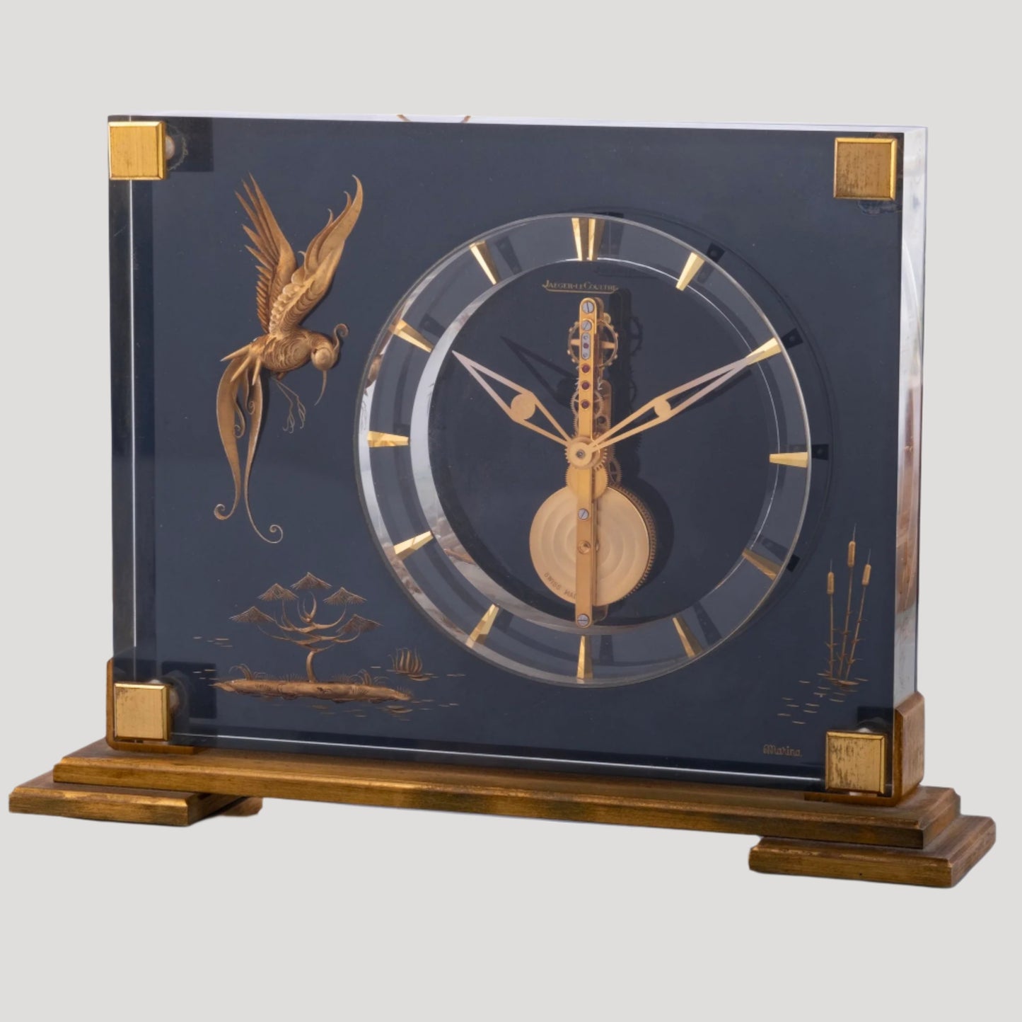 fine and rare Jaeger-LeCoultre Marina squelette desk clock