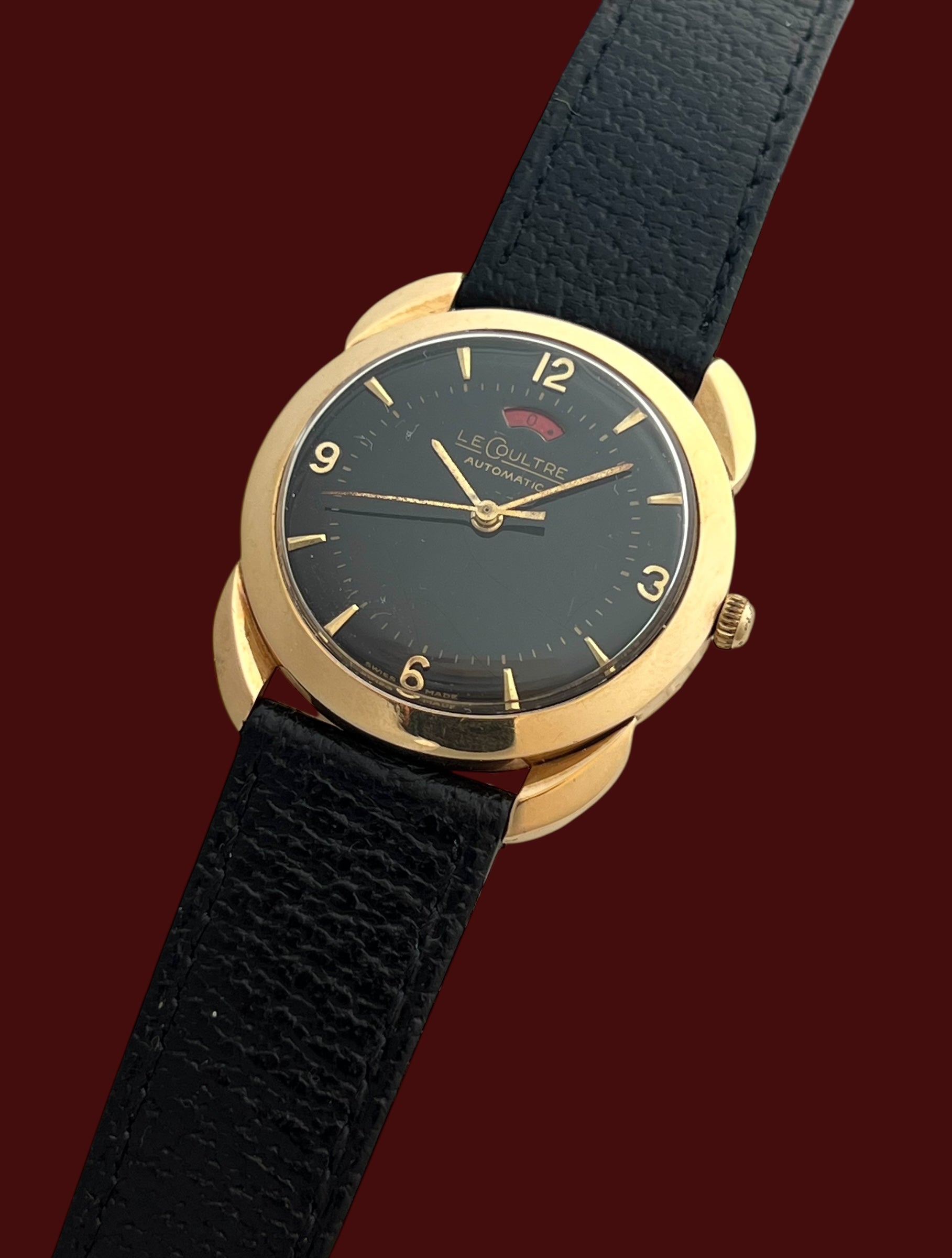 fine and rare vintage Jaeger-LeCoultre Rose Gold Fancy Lugs Power Reserve Vintage 1960' with Archive Extract, in excellent condition