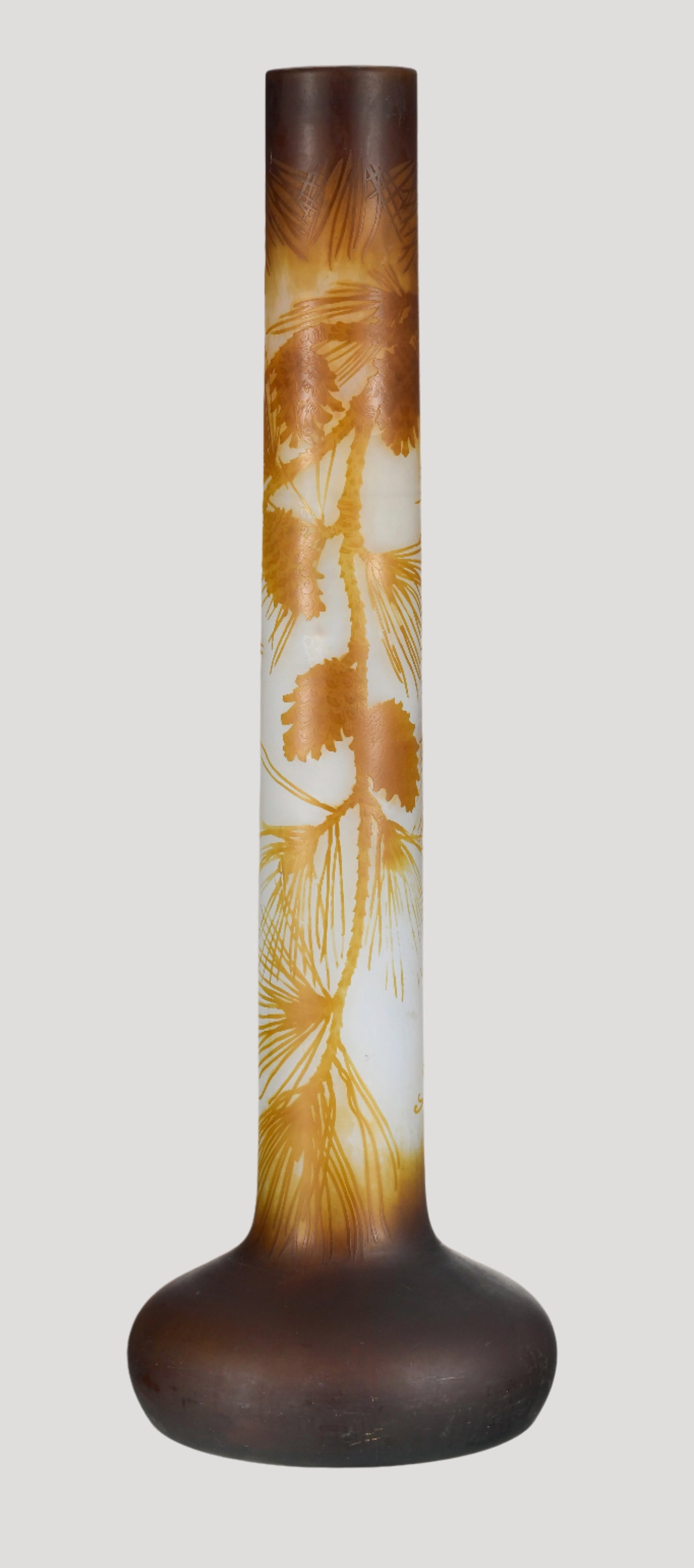 Émile Gallé (1846–1904), important multi-layered long neck glass Vase 75 cm