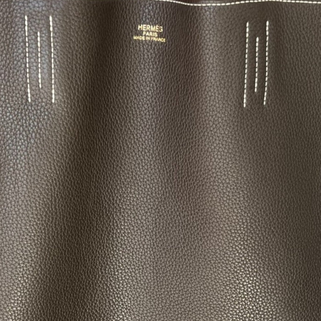Hermes reversible double side tote taupe & brown leather bag / sac / tasche
