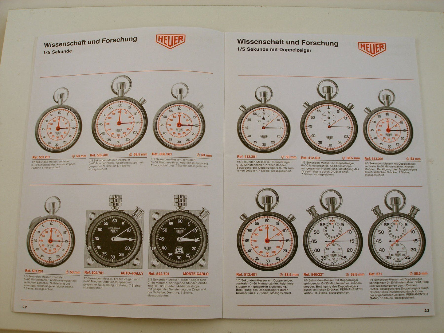 Heuer Catalog Book Chronographs & Stopwatches in German 1968/69