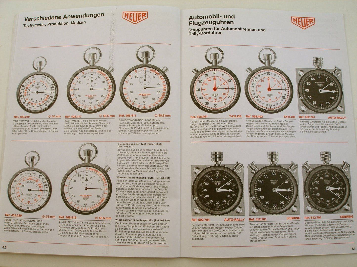 Heuer Catalog Book Chronographs & Stopwatches in German 1968/69