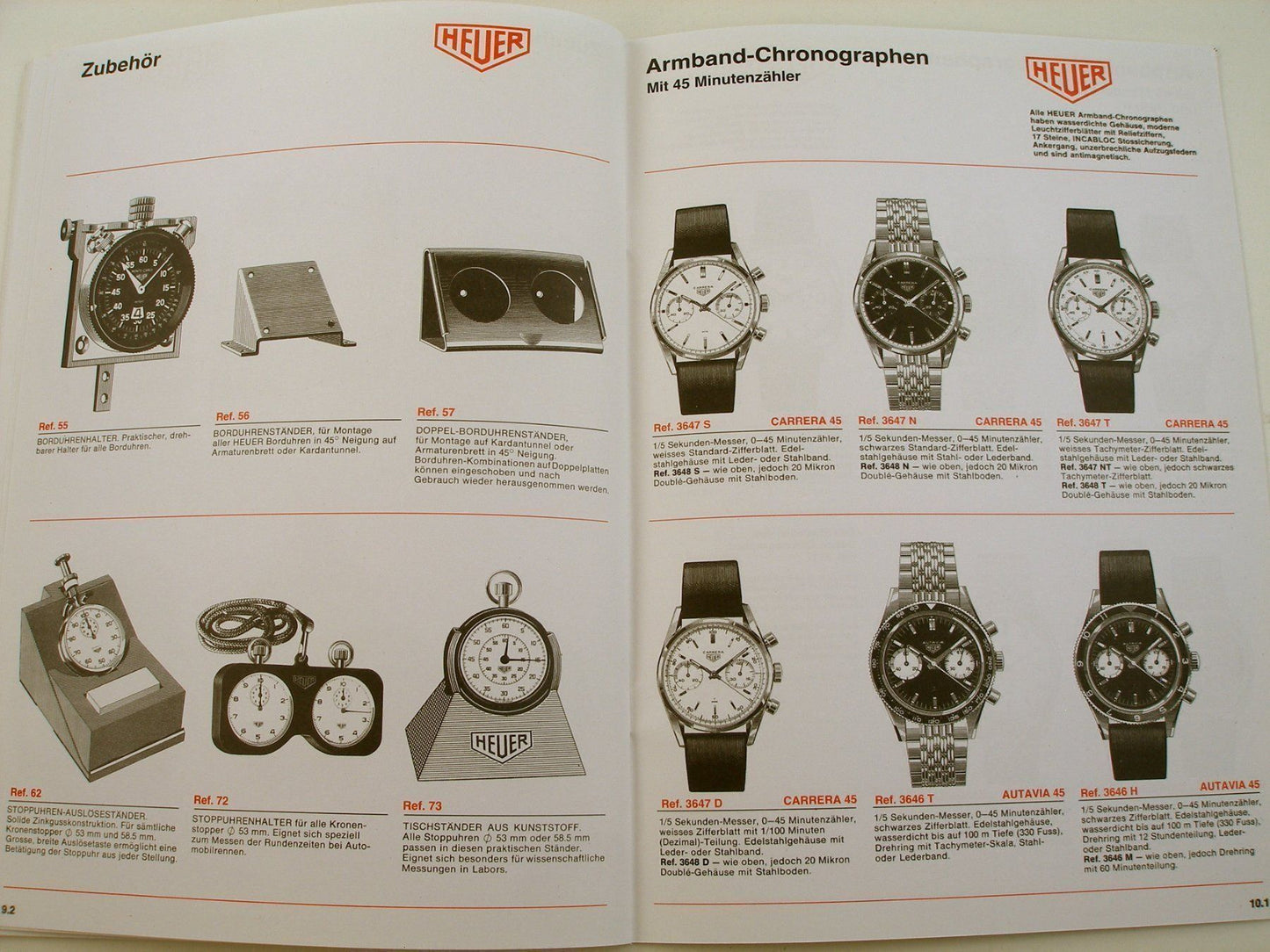 Heuer Catalog Book Chronographs & Stopwatches in German 1968/69