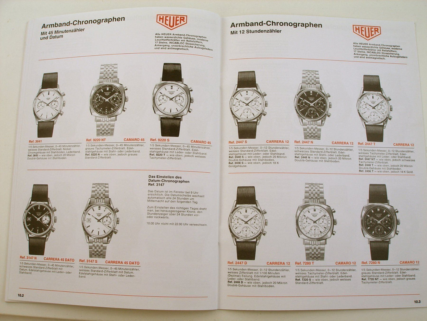 Heuer Catalog Book Chronographs & Stopwatches in German 1968/69