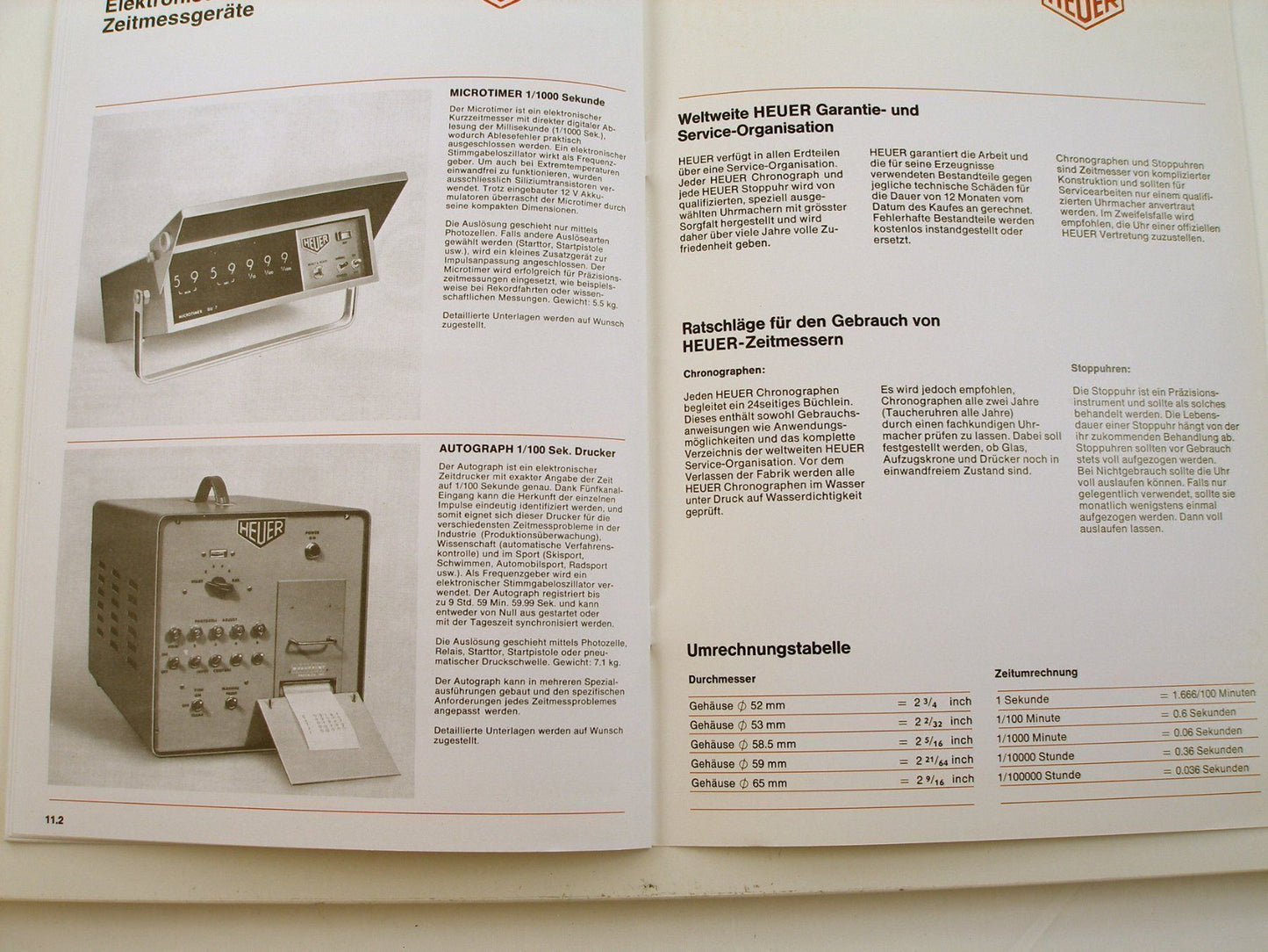 Heuer Catalog Book Chronographs & Stopwatches in German 1968/69