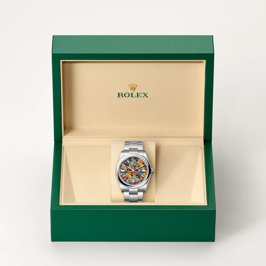 Rolex Oyster Perpetual 126000 Multicolored Jubilee Motif Dial NEW Full Set