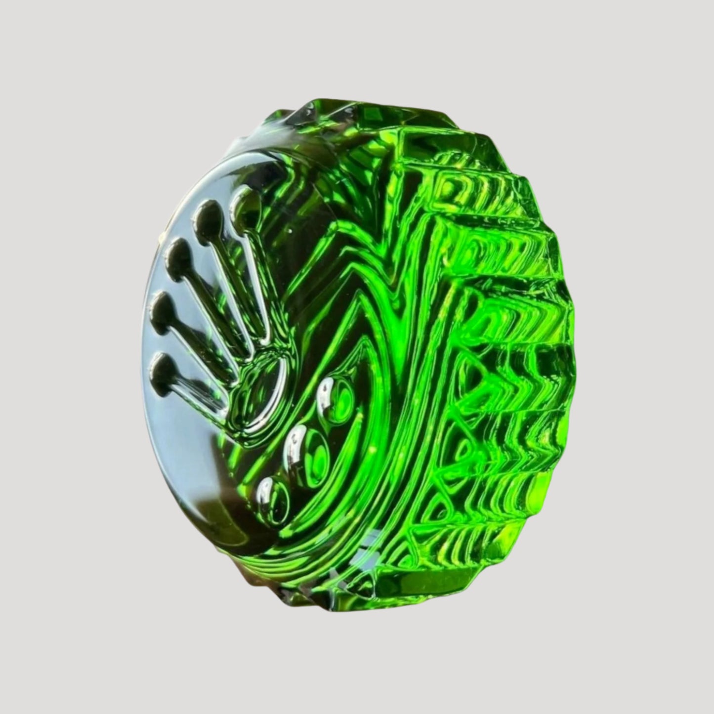 Rolex Oyster Triplox Green Crystal Paperweight Press Papier ca 1970'