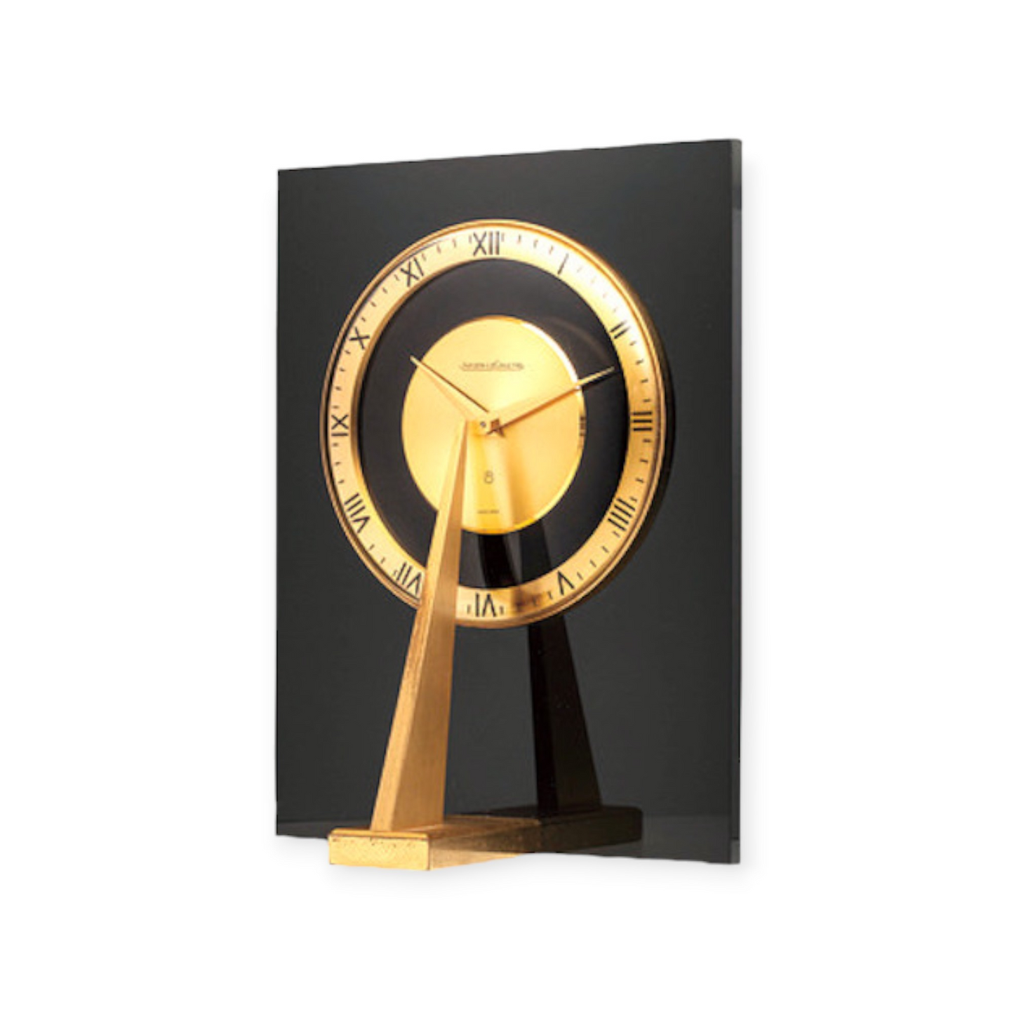 Jaeger-LeCoultre 8 DAYS Desk Clock gilt brass ca 1950 Extremely Rare Collector in excellent condition