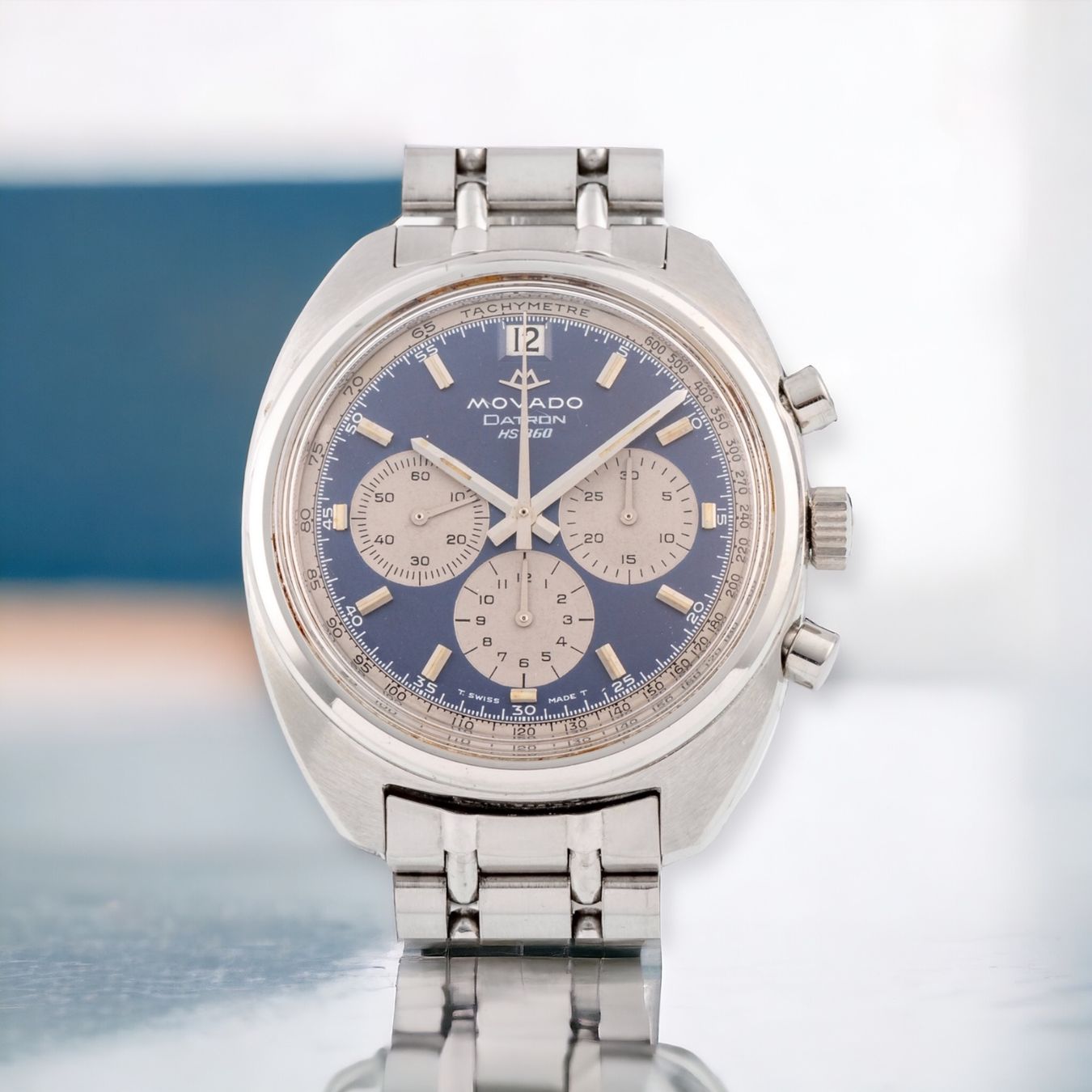 Movado Datron 'Sub-Sea' Chronograph Date Patina Blue HS360 Zenith El primero Rare