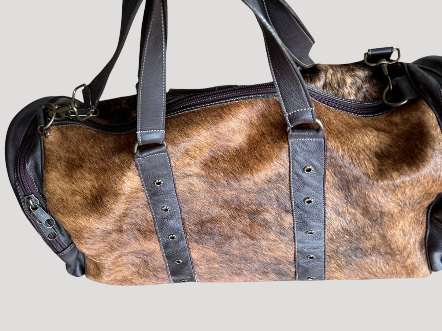 New Custom made fur & leather travel hand bag Unique New