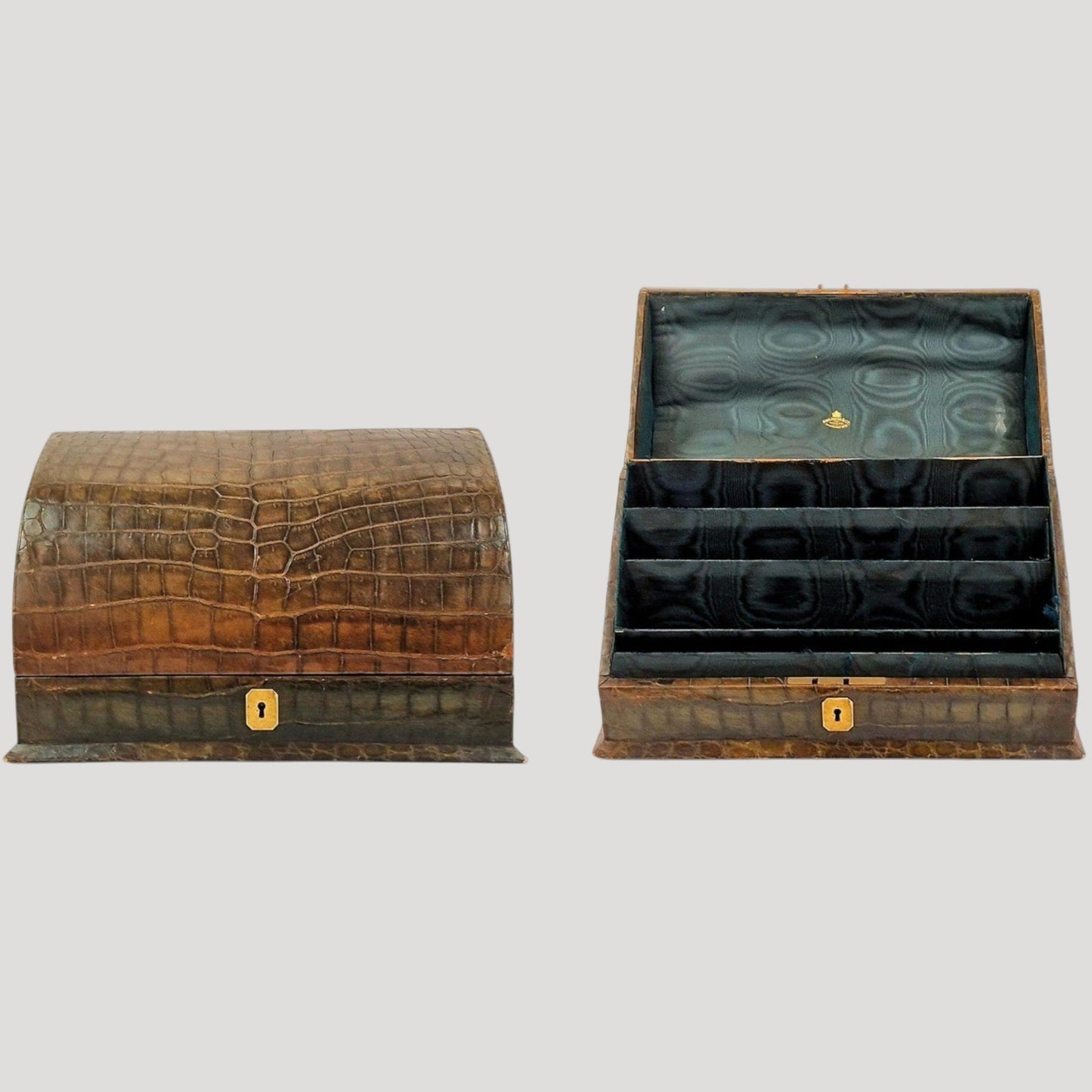 Noble Johns & Co Crocodile leather case / box / schachtel Rare