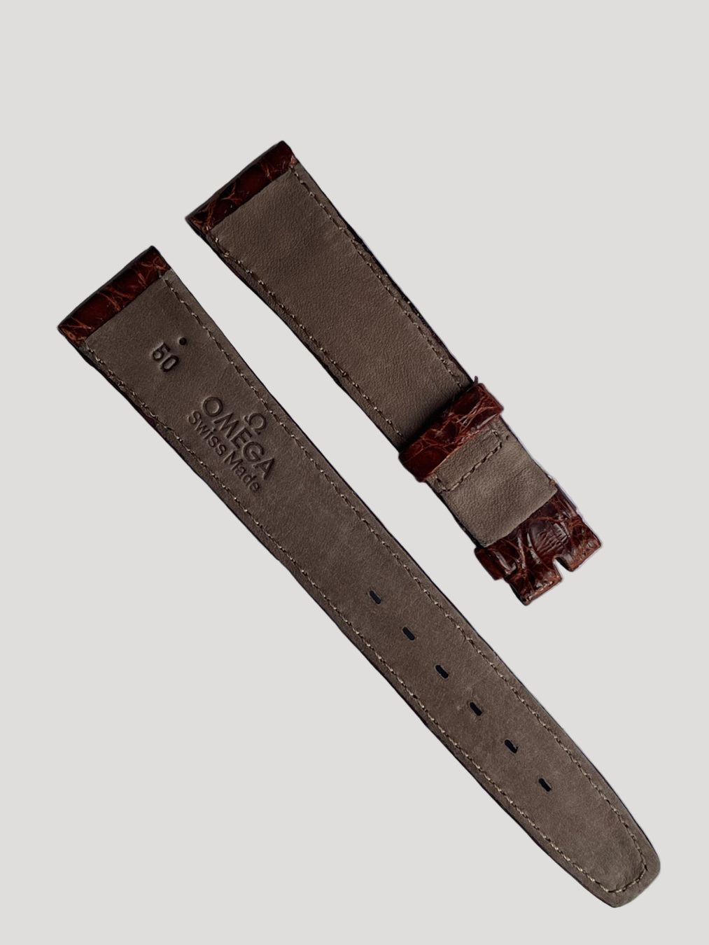 Omega New Brown Croco Leather Bracelet/Band/Strap 18 mm