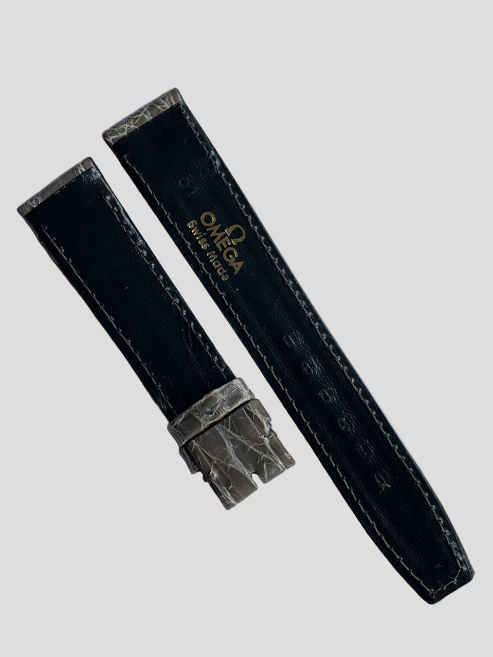 Omega New Grey Croco Leather Bracelet/Band/Strap 18 mm