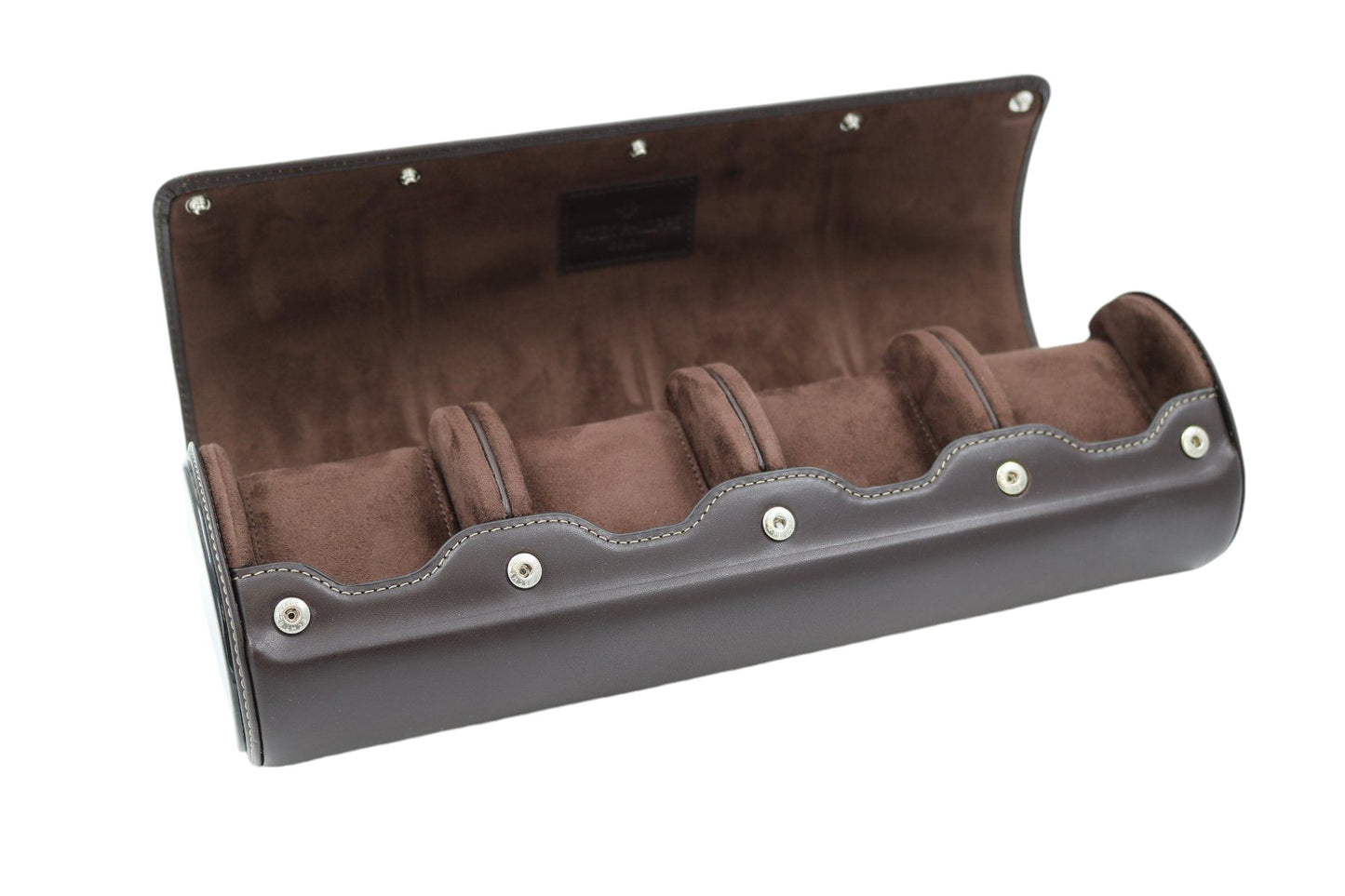 Patek Philippe Rare’ New Travel Pouch / Case / Etui / Box in brown leather & wood for 4 watches