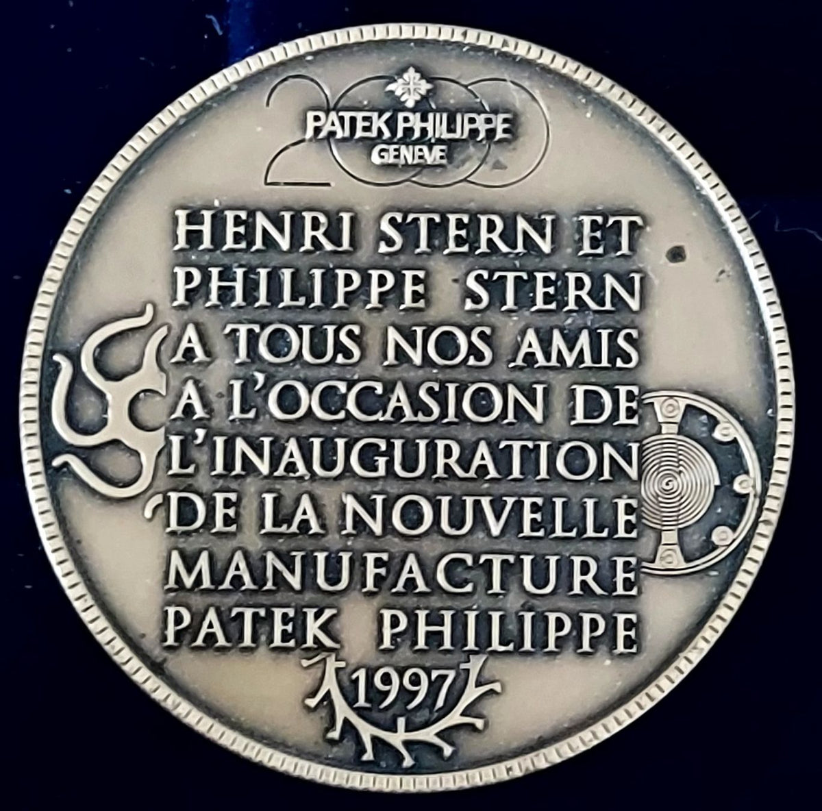 Patek Philippe Silver Medal/Médaille 1997 Inauguration of Patek Philippe Manufacture