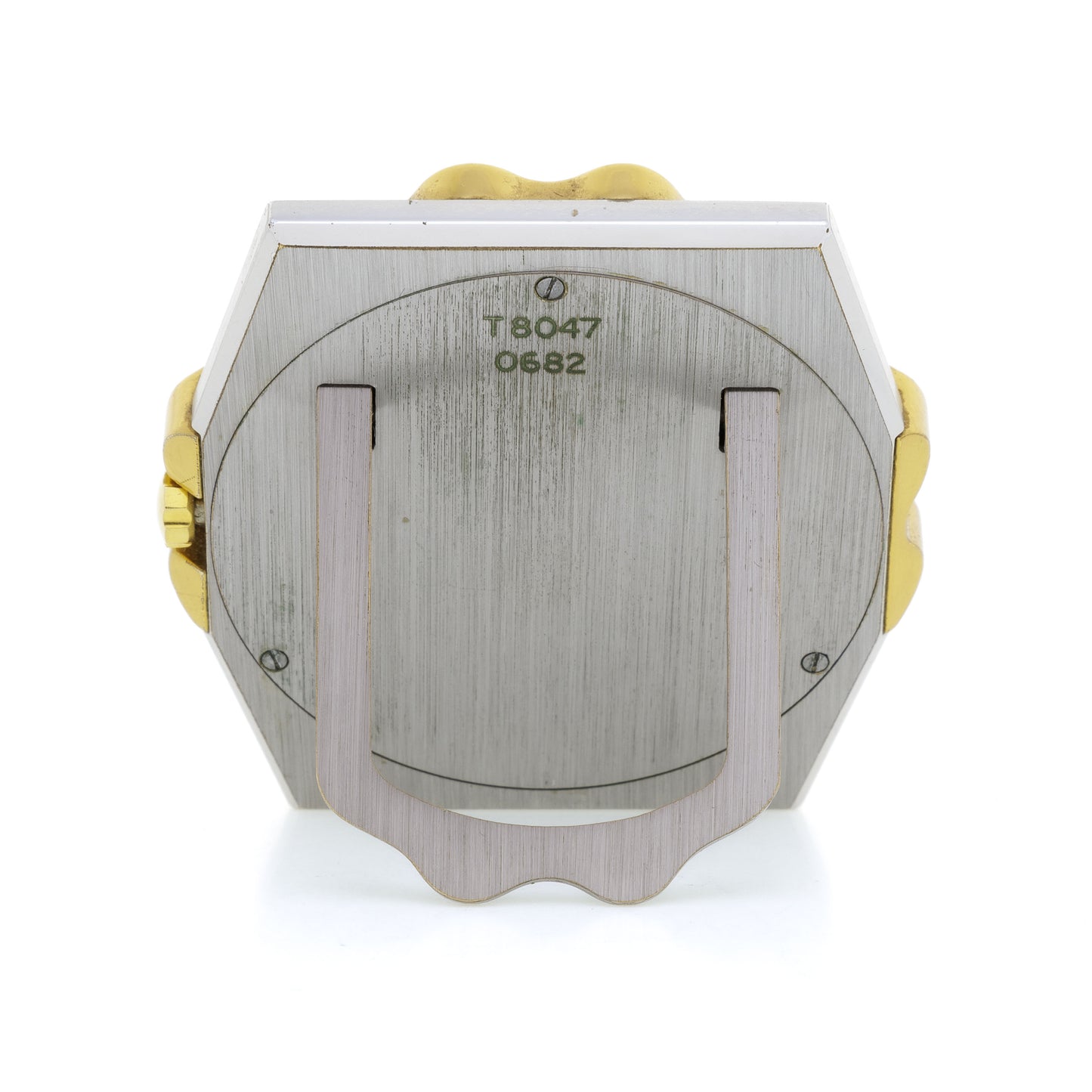 Chopard St. Moritz Ref. T8047, two-tone steel Alarm Table Clock with date indication 1980'