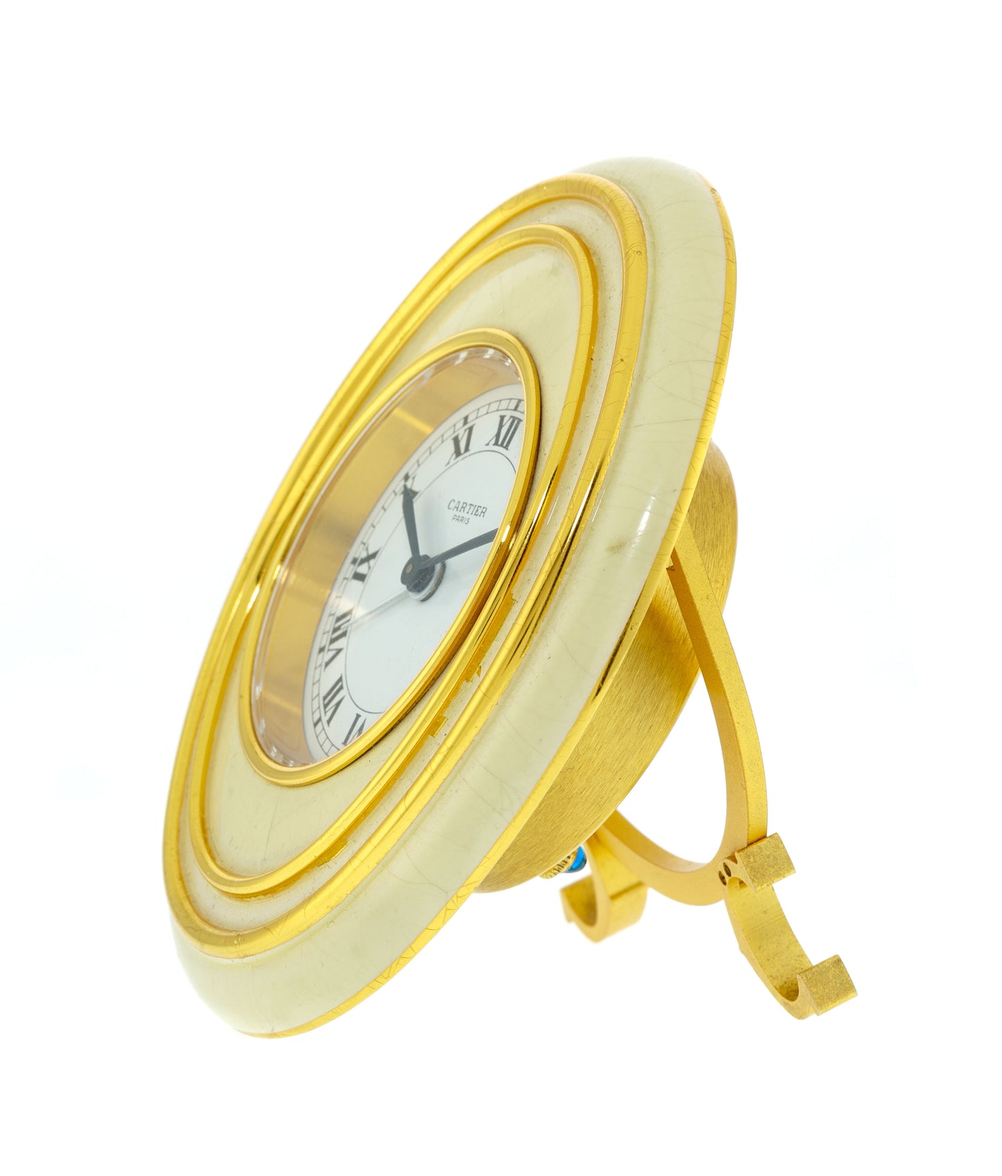 Cartier Ref. 7511, Gilt metal and resin Alarm Table Clock 1980'