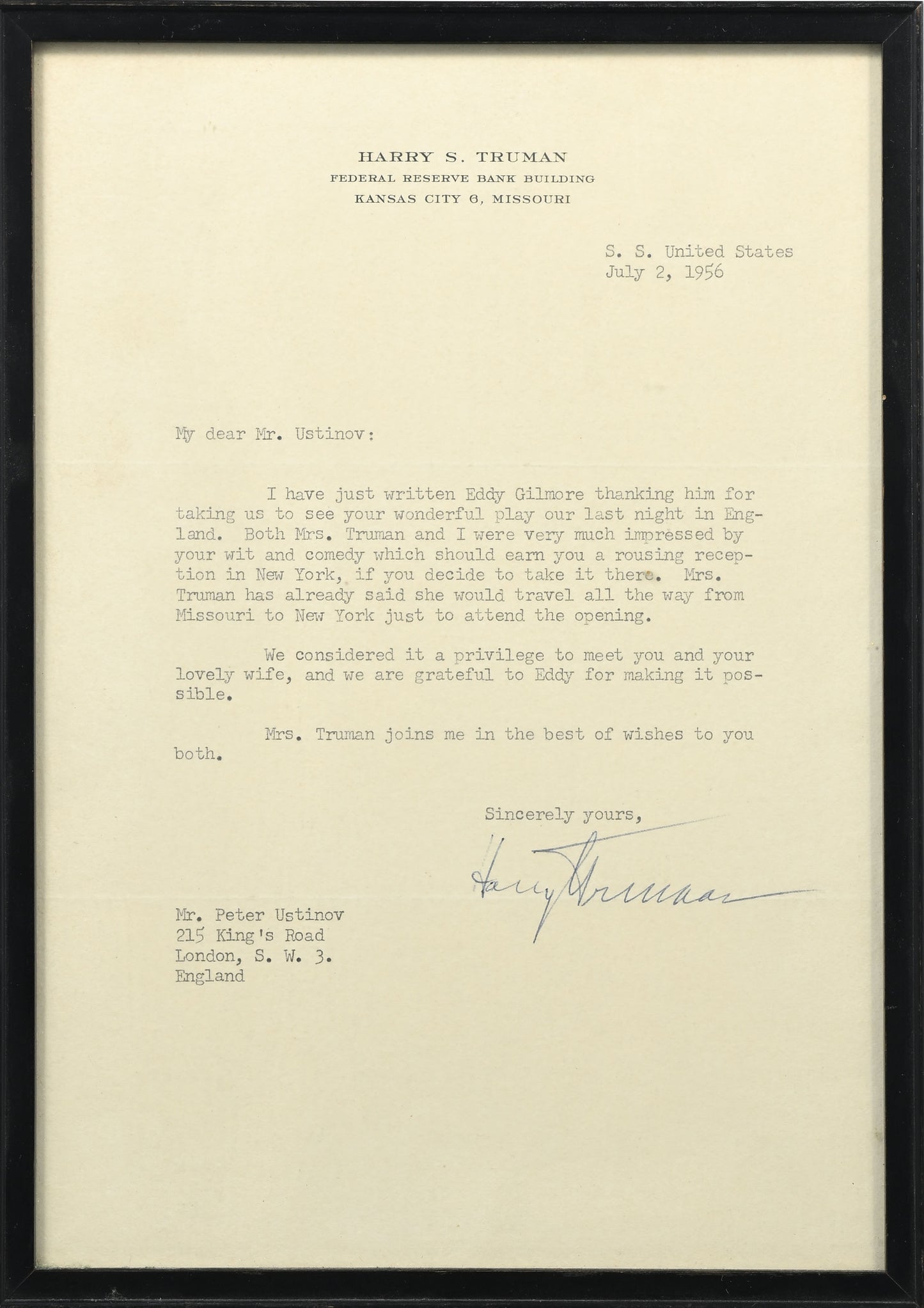 Unique Set of 2 Medals awarded to Sir Peter Ustinov, the Spartacus Oscar certificate, letter by Harry S. Truman & The story of Babar, 1968 documents