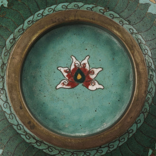 Marvelous ancient cloisonne phoenix bowl, China, Qing dynasty
